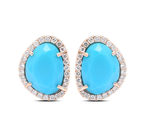 Turquoise & diamond earrings in rose gold