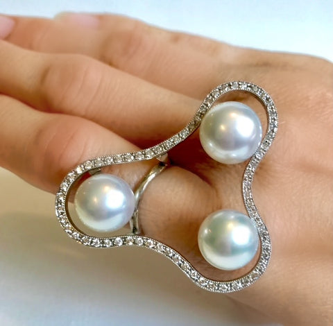Pearl & diamond statement ring