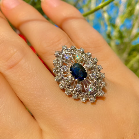 Vintage sapphire & diamond cocktail ring