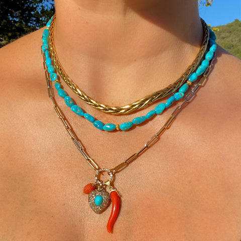 Turquoise & yellow gold necklace