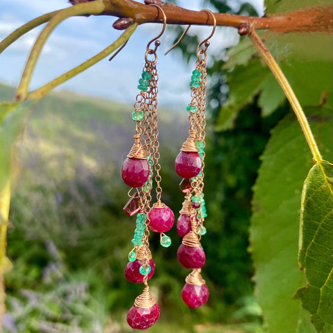 Ruby & emerald earrings