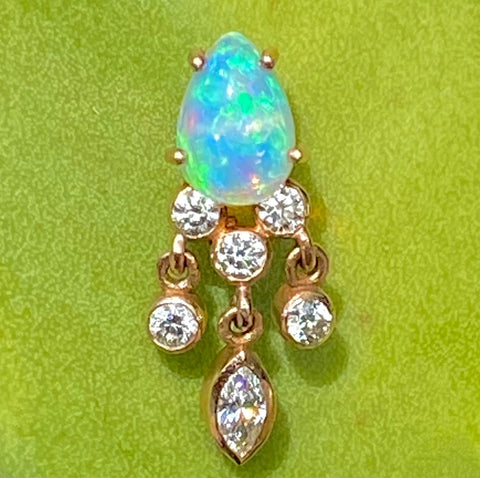 Opal & diamond stud earring