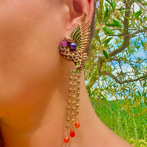 Multi gemstone Phoenix earrings