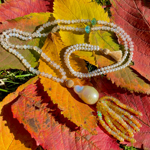 Opal tassel necklace