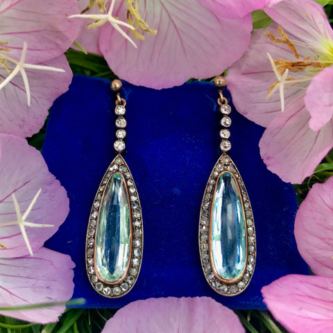 Victorian aquamarine & diamond earrings