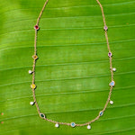 Rainbow sapphire & diamond chakra necklace