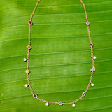 Rainbow sapphire & diamond chakra necklace