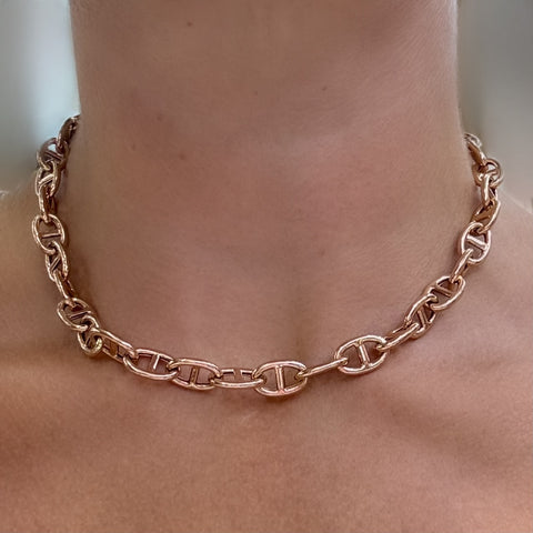 18k gold anchor chain necklace