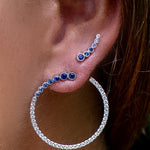 Sapphire & diamond wave hoops