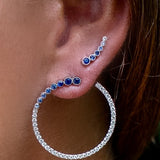 Sapphire & diamond wave hoops