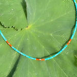 Turquoise & coral necklaces in yellow gold