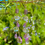 Green & lilac amethyst diamond earrings