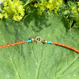 Turquoise & coral necklaces in yellow gold