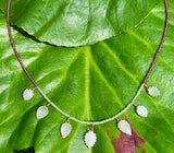 Moonstone leaf, garnet & peridot rose gold necklace