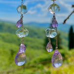 Green & lilac amethyst diamond earrings