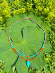 Turquoise & coral necklaces in yellow gold