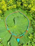 Turquoise & coral necklaces in yellow gold