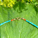 Turquoise & coral necklaces in yellow gold