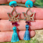 Diamond and garnet lotus earrings