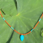 Turquoise & coral necklaces in yellow gold