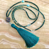 Sapphire & Diamond Om tassel necklace