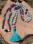 Amazonite, kunzite, turquoise & amethyst 108 bead mala