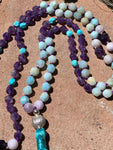 Amazonite, kunzite, turquoise & amethyst 108 bead mala