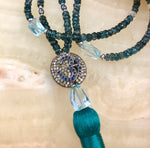 Sapphire & Diamond Om tassel necklace