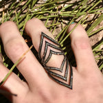 Grey diamond arrow ring