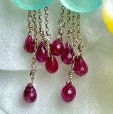 Chalcedony, ruby & rhodolite garnet earrings