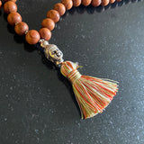 Carved jade & bayong wood 108 bead mala