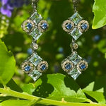 Diamond, sapphire & topaz earrings