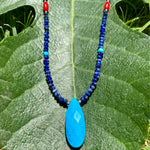 Turquoise, lapis & coral necklace