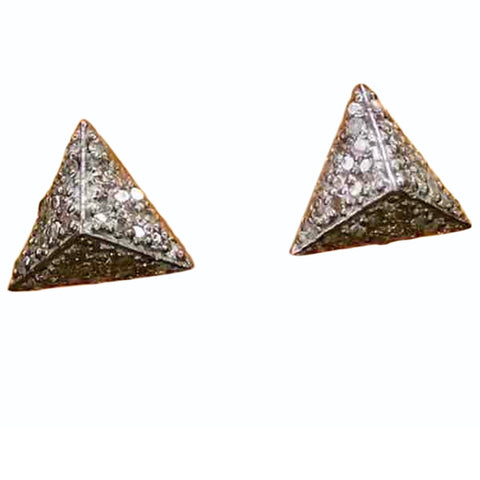 Diamond pyramid stud earrings