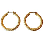 18k yellow gold textured hoops