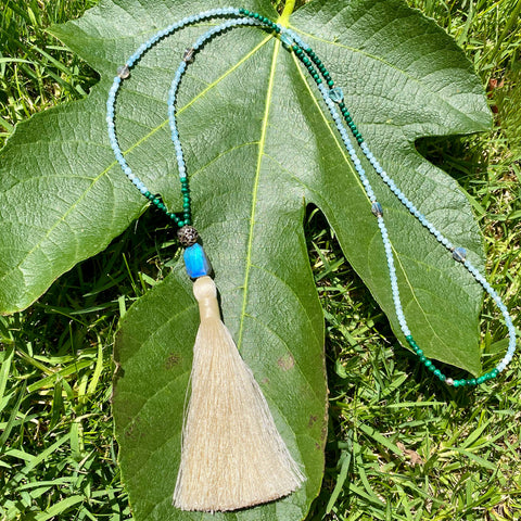 Malachite, agate & labradorite necklace