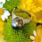 Tahitian pearl & diamond ring