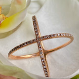 Diamond & rose gold kiss ring