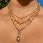 Layered opal, diamond & amethyst necklace