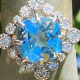 1940’s blue topaz & diamond ring