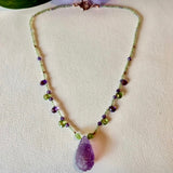 Carved amethyst & peridot necklace