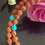 Turquoise & rudraksha 108 bead mala