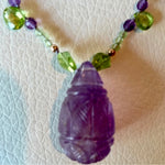 Carved amethyst & peridot necklace