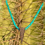 Diamond arrow necklace on Kingman turquoise