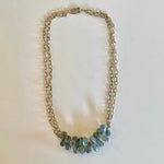 Labradorite double chain silver necklace