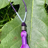 Amethyst & diamond tassel necklace