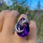 Amethyst & diamond snake ring