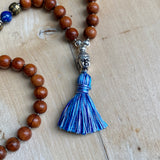 Bayong wood & lapis lazuli 108 bead mala