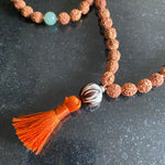 Rudraksha & jade 108 bead mala