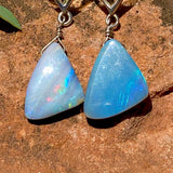 Opal & quartz crystal silver earrings